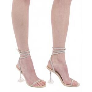 NEW CAPE ROBBIN women's daddy catchers lucite rhinestone strappy sandal heels in